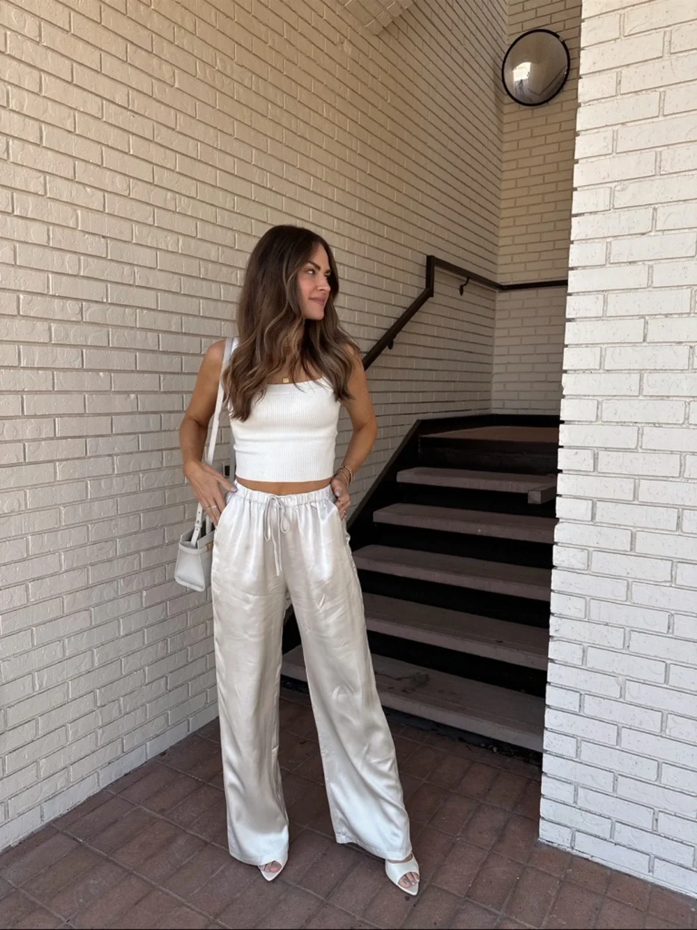 White Ribbed Knit Cami - Picture 3 of 4